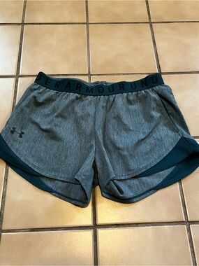 Under Armour Women's Heather Green Athletic Shorts with dark Trim